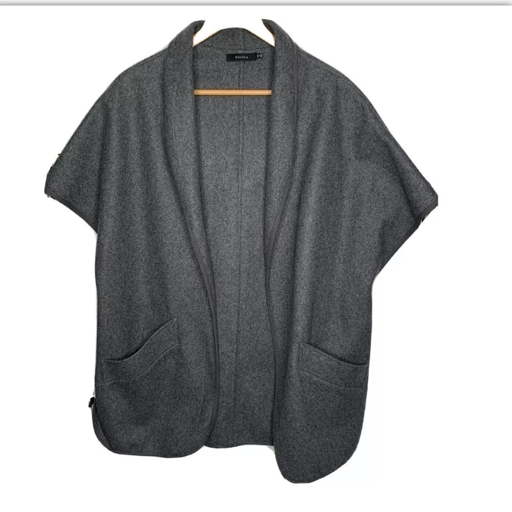 Talula Womens Wool Blend Open Front Gray size XXS/XS Career Business Oversized